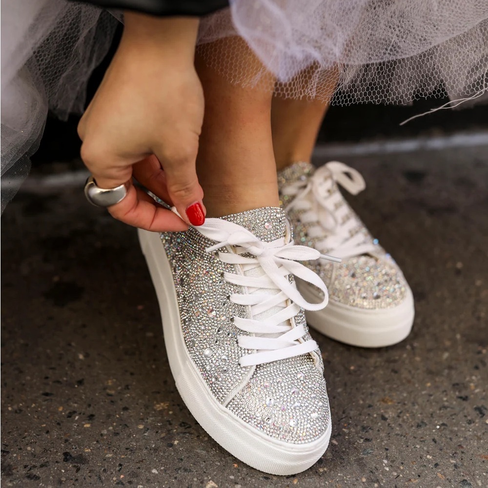 Betsy Johnson Women's Sparkle Silver Sneakers